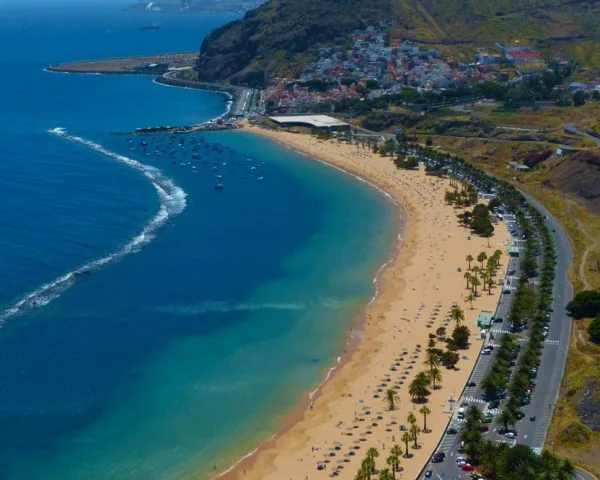 Arena y palmeras en la Playa de Las Teresitas